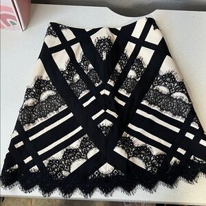 NANETTE  LEPORE Elegant Black and White Lace Skirt